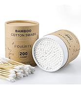 FOVURTE Natural Cotton Swabs 400 Count - Spiral/Round qTips Bamboo Cotton Swab Organic Wooden Cot...