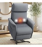 OKUP Power Lift Recliner Chair for Petite Elderly, Electric Massage Recliner with Lumbar Heat, 15...