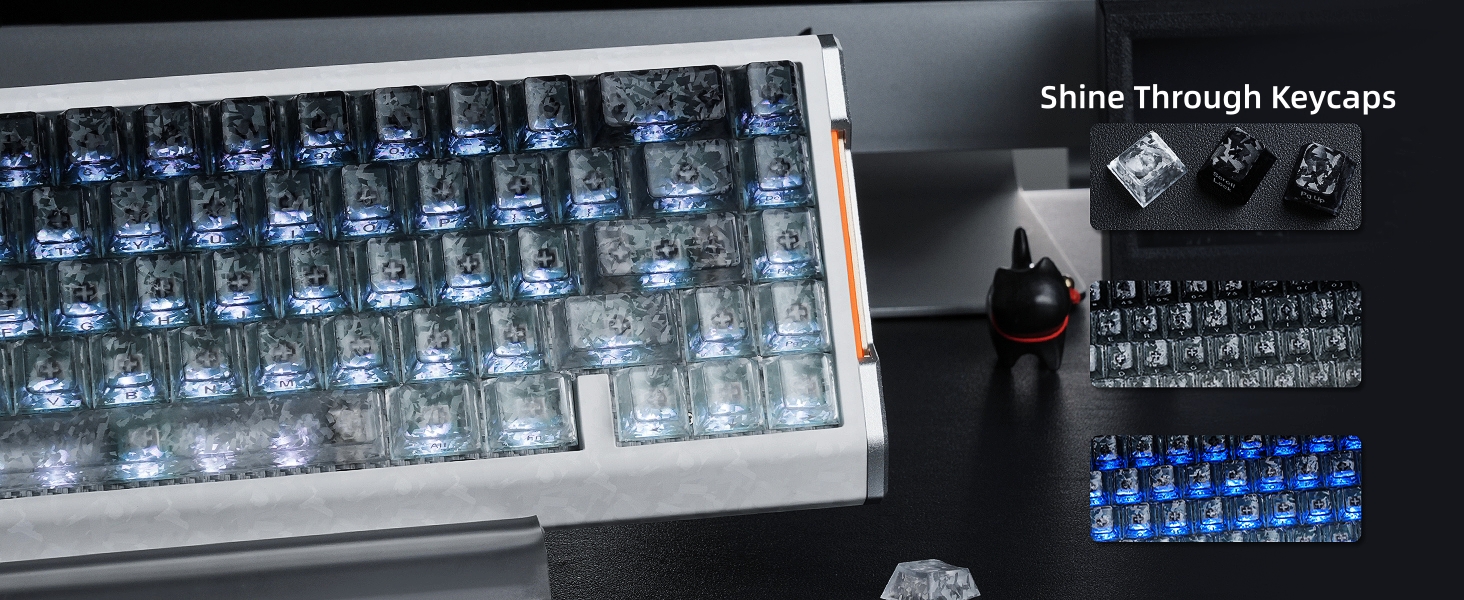 Clear Jelly Keycaps, Translucent Keycaps Set Gradient Grey Keycaps 120 Keys Custom Keycaps