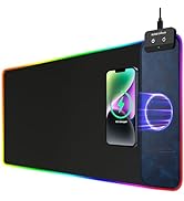 RGB Gaming Mouse Pad with Wireless Charging 10W, 31.5"x11.8"x0.12" Extended Large Desk Mat Protec...