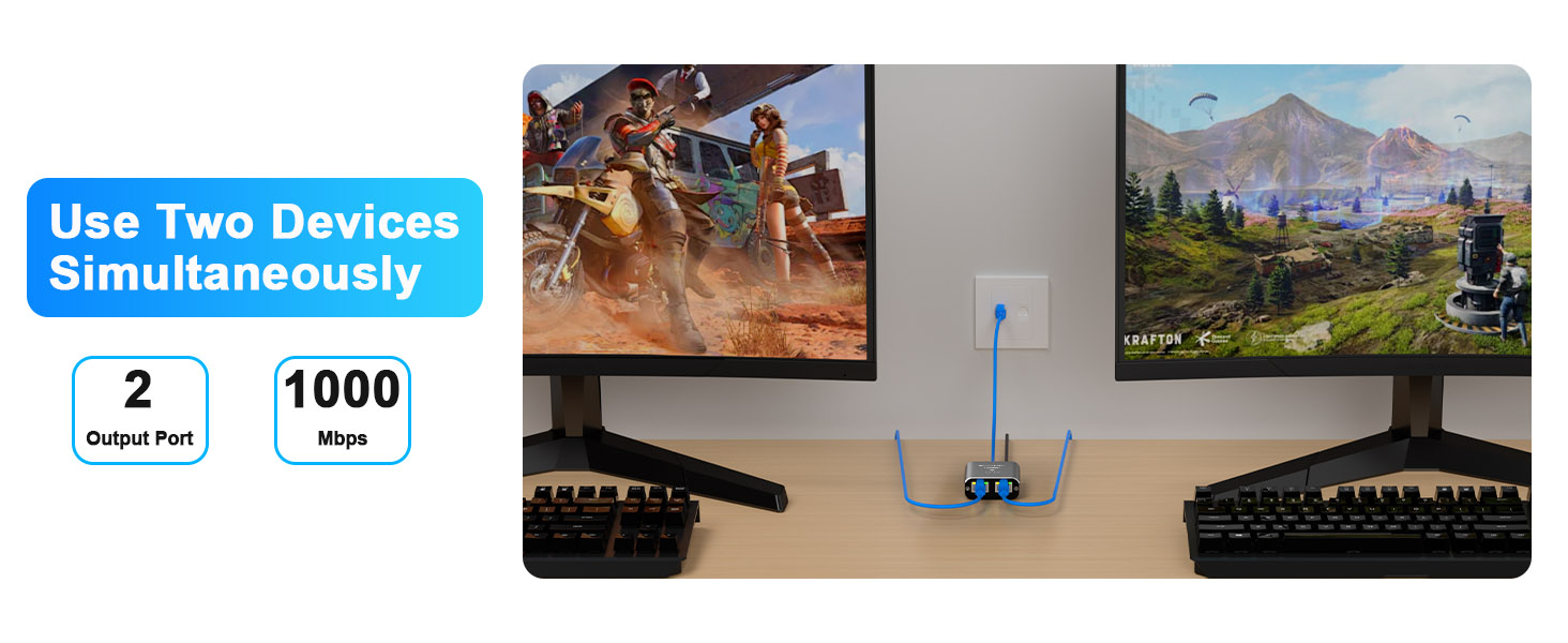 Ethernet Splitter 1 to 2