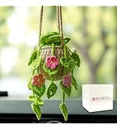 SGIBYN Crochet Hanging Plant for Car,Car Decorations Interior,Plant Strawberry Aesthetic Car Acce...