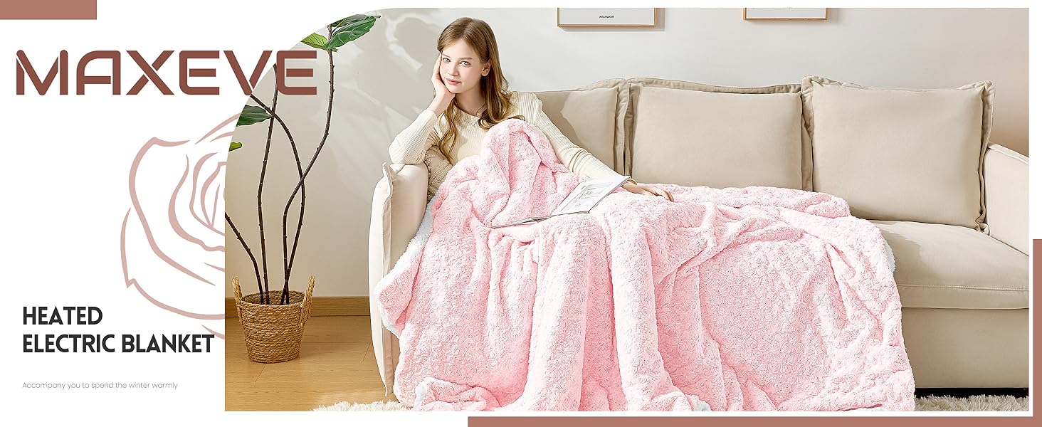 Heated Pink Electric Blanket