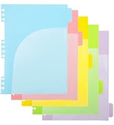 Spiral Notebook Dividers with Pockets, 5 Pcs Color-Coded PVC Removable Tab Dividers, Only Fit 18-...