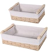 Wicker Bathroom Basket for Toilet Tank Top, Decorative Round Rope Toilet Paper Storage Baskets wi...