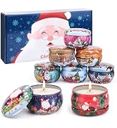 OFUN 8 Pack Christmas Scented Candles Gift Set, 2.5 oz Natural Soy Wax Xmas Aromatherapy Candle S...