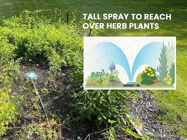 New England Garden Tools 400001 9 Multi-Pattern Turret Spot Watering Sprinkler Tall Spray Herb Plant