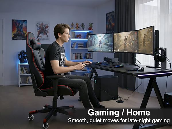 gaming chair casters, smooth quiet movement