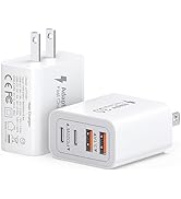 40W USB C Charger Block, 2-Pack 4-Port Type C Fast Charging Brick Dual PD&QC Wall Plug Adapter Co...