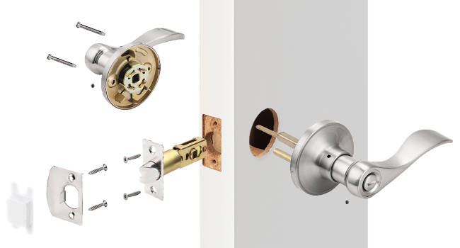 brushed nickel privacy door lever with easy installation