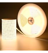 GOMING 24V 20M/65.6ft COB LED Strip Light Warm White 3000K 146W 9600LEDs 14000Lm Uniform Glow CRI...