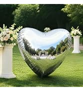Silver Inflatable Mirror Ball,Reusable Heart Inflatable - Hanging Big Ball Decor Bubble Ball for ...
