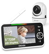 OKAIDI 720P HD Baby Monitor, 5 Inch Baby Monitor with Camera and Audio, 5000mAh Battery, Remote P...