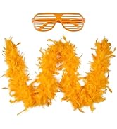 Daieeparty Turkey Chandelle Feather Boas 2 Yard with Glasses for Party Halloween Costume Decorati...