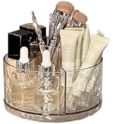 MINDFARGE Multifunction Cosmetic Organizer, Rotating Makeup Brush Holder with Multi-Compartment D...