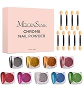 MelodySusie 9Pcs Chrome Nail Powder for Gel Nails,Metallic Mirror Effect Pigment Stylish and Tech...