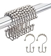 Amazer Shower Curtain Rings, Rust-Resistant Metal Double Shower Hooks for Curtain Rolling Shower ...