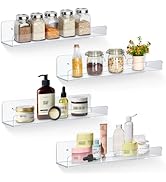 LUSCREAL 4 Pack Floating Shelves for Wall Storage, 15" Bathroom Wall Shelves, Acrylic Shelves for...