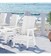 WestinTrends Ashore Outdoor Patio HDPE Plastic Modern Adirondack Dining Chair White