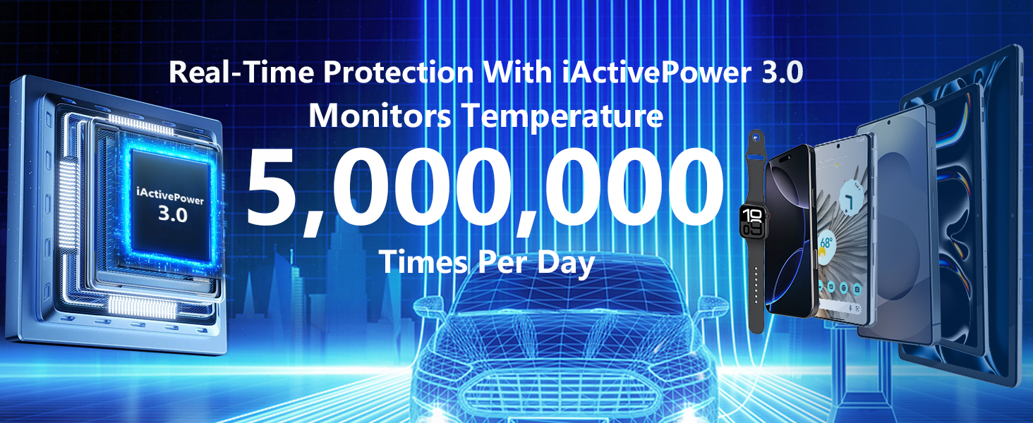 MFi Certified 4 in 1 Retractable Car Charger 120W USB C Car Charger Cigarette Lighter Adapter