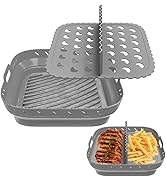 Silicone Air Fryer Liner: 8-inch Liners with Divider for Air Fryers - Reusable Inserts are Foldab...