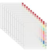 Binder Dividers with Tabs, 8 Tab Clear Sheet Protectors for 3 Ring Binder, White Dividers for 3 R...