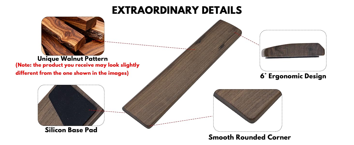 Hausmoda walnut wood wrist rest