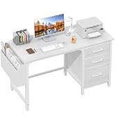 Lufeiya White Desk with File Drawers - 47 Inch Computer Desk for Home Office, Modern Simple Study...
