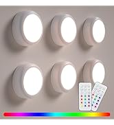 BESTDLCLITE LED Puck Lights with Remote, 16-Color Under Cabinet Lighting Wireless, Battery Operat...
