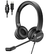 Headset with Microphone for PC Laptop, USB Wired Computer Headset with Volume &amp; Mic Mute Controls...