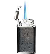 Torch Lighter, Piezoelectric Butane Lighter, Leather Windproof Lighter Adjustable Strong Flame Li...
