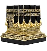 Mingzhang Resin Kaba Replica Decor - 4.6 Inch Golden Black Islamic Prayer House Model with Arabic...
