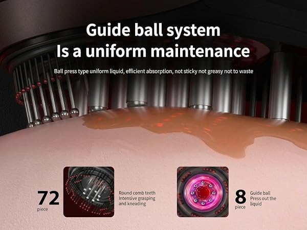 Scalp massager with guide ball liquid system