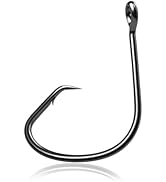 Fishing Circle Hooks Offset Fish Hook Saltwater,Barbed Live Bait Hooks Black Nickel/Wide Gap for ...