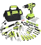 FASTPRO 232-Piece 20V Cordless Lithium-Ion Drill Driver &amp; Home Tool Set, Household Repairing Tool...