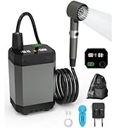 INSSISAIN Portable Shower for Camping - 6000mAh Rechargeable Outdoor Camp Shower Pump with IPX8 W...