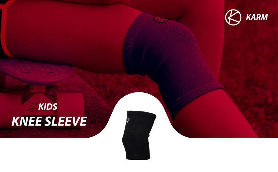 KARM Kids Knee Compression Sleeve Support Wrap Boys Girls Youth Teens Blue Black Pink Neon Sport