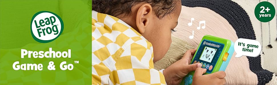 Kid gets gaming and learning, with LeapFrog Preschool Game &amp; Go. It’s game time! 2+ years.