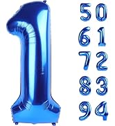 40 Inch Navy Blue 1 Balloon for First Birthday, Blue One 1st Number Balloon Birthday Decorations ...