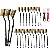 Jikvmis Mini Wire Brush Pure Brass Copper Wire Brush Set, Curved Handle Masonry Brush Wire Brush ...