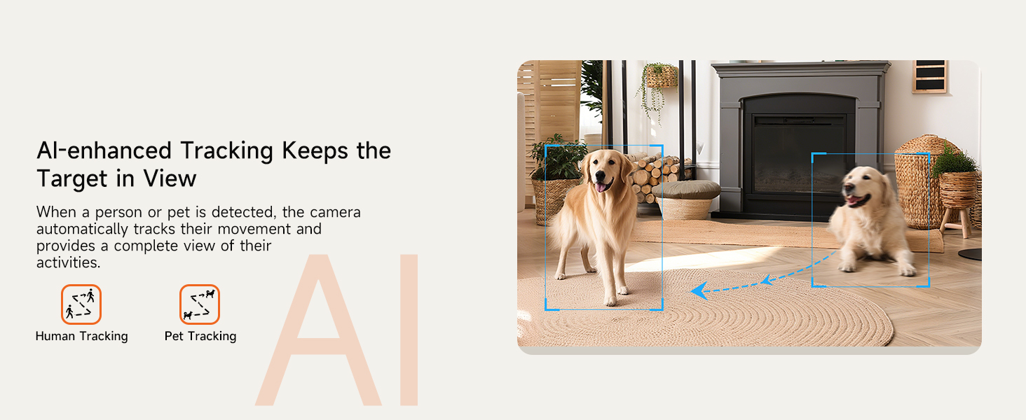 CINMOORE 3K Pet Camera Free AI Detection Auto Motion Tracking Home Cam with 64GB Card