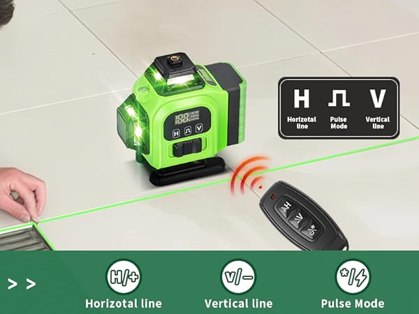 Huepar Laser Level 360 Self Leveling, Rechargeable Green Laser 3x360° Cross Line Laser Leveler 3D