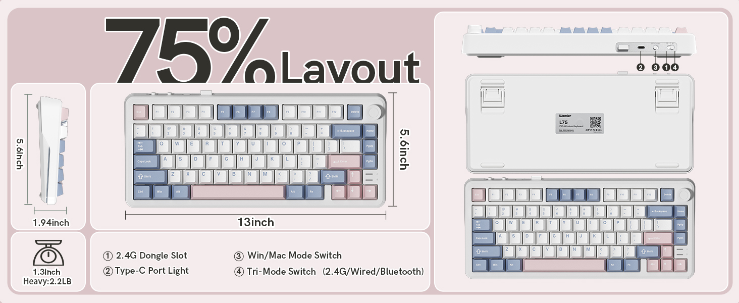 Keyporia L75 75% mechanical keyboard with compact layout