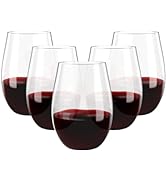 FOCUSLINE 20 Pack 16 Oz Plastic Wine Glasses | Stemless Wine Cups, Heavy Duty Clear Plastic Unbre...