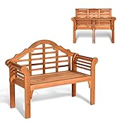 Giantex Outdoor Wood Bench, 4 Ft Foldable Eucalyptus Garden Bench, Two Person Loveseat Chair Soli...