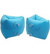 Inflatable Arm Floaties for Toddlers, Blow up Water Wings for Kids, Blue Swimming Arm Bands Float...