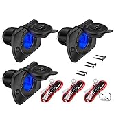 DaierTek 3pcs 12V Car Cigarette Lighter Socket Female 12 Volt Power Outlet Replacement with Blue ...