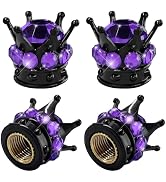 YTFRL 4 PCS Crown Tire Valve Stem Caps, Bling Tire Stem Cap Covers with Rubber Ring &amp; Copper Core...