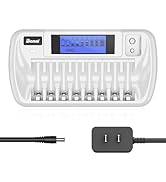 BONAI 8+1 Bay AA AAA Battery Charger with LCD Display for Rechargeable AA/AAA NiMH/NiCd 9V Batter...