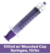 ONE-CARE Enfit Syringes 100ml with Mounted Cap, Sterile, Low Dead Space, 10/bx Blister-Packed Syr...
